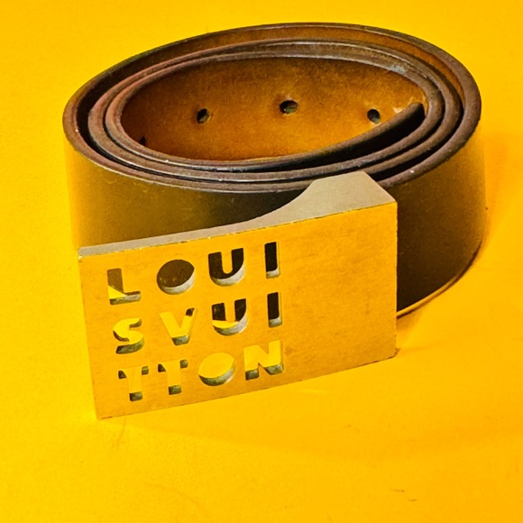 Louis Vuitton Silver Brown Belt size 32